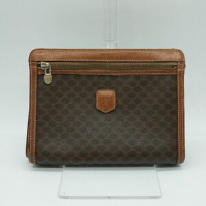 Celine Macadam Leather Shoulder Bag Brown Gold